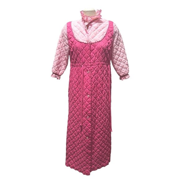 Vintage Handmade Quilted 1960's Button Front Nightgown Sleep Robe Sz Small/Mediu - Picture 1 of 16